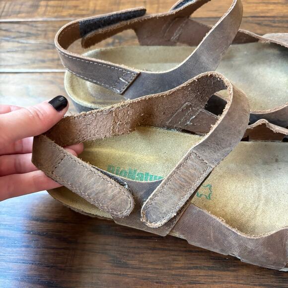 BioNatura Easy Brown Genuine Leather Vented Side Mary Jane Slingback Sandals 9 - Picture 6 of 9